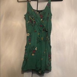 Green floral romper